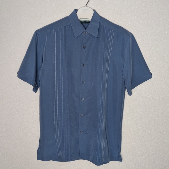 Cubavera‎ Ombre Embroidered Panel Button Front Blue Men's Small - Picture 1 of 12
